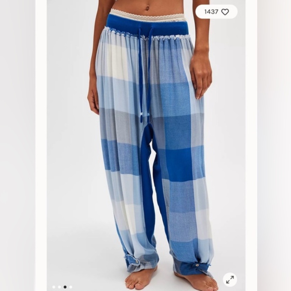 Blue Plaid Relaxed Lounge Pants